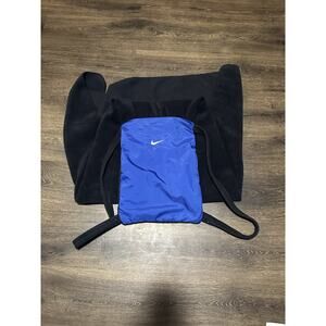 Rare Vintage NIKE Stadium Fleece Blanket Backpack Tote Bag 2000s Black Blue